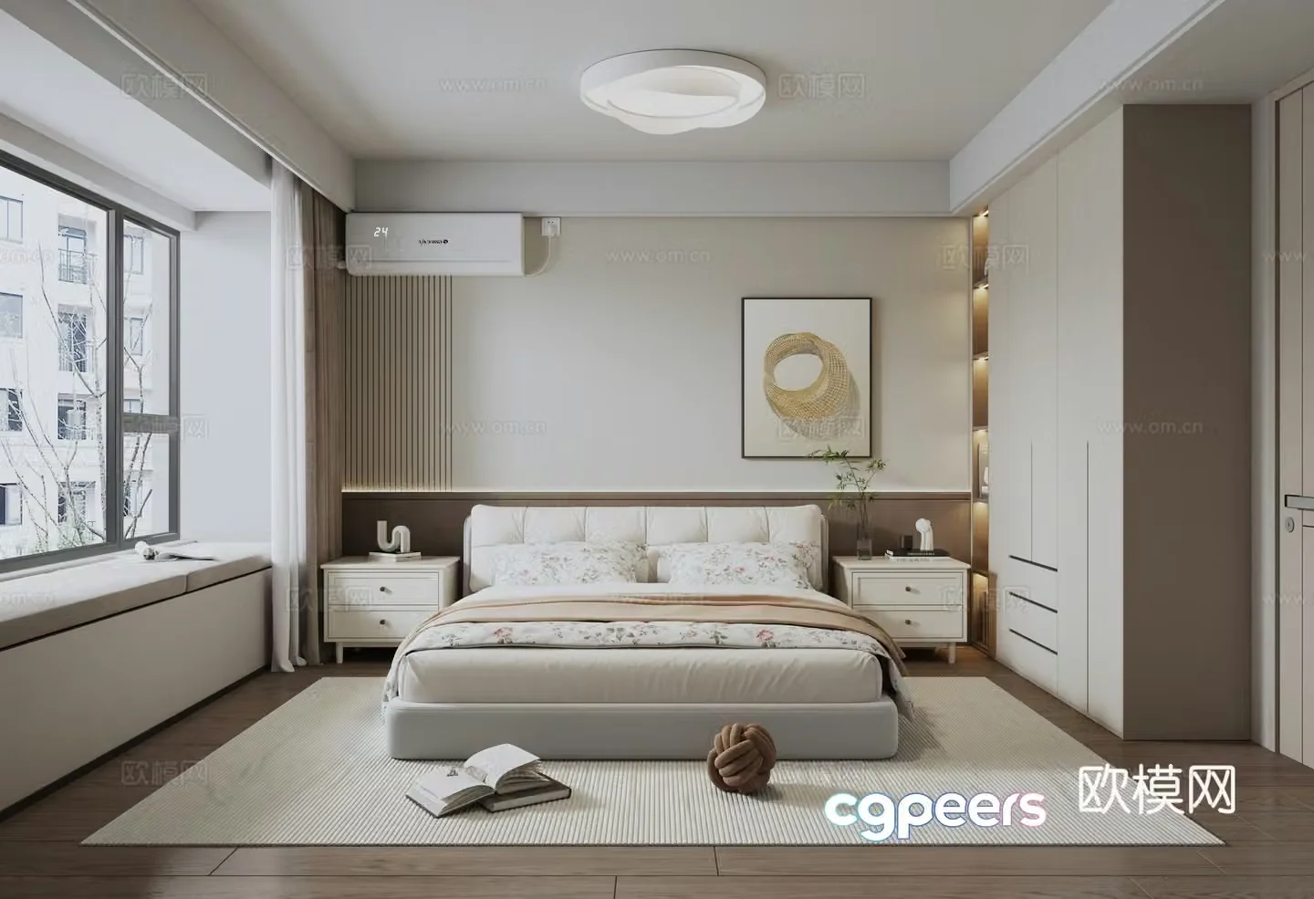 Modern minimalist home bedroom 3d model