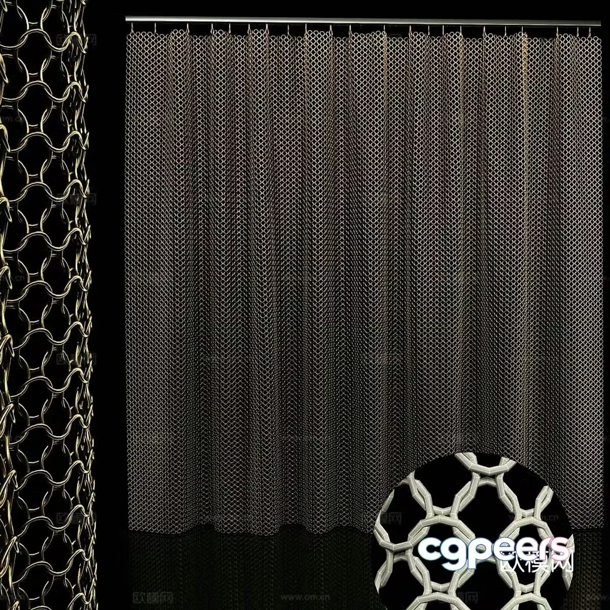 Metal chain curtain 3d model