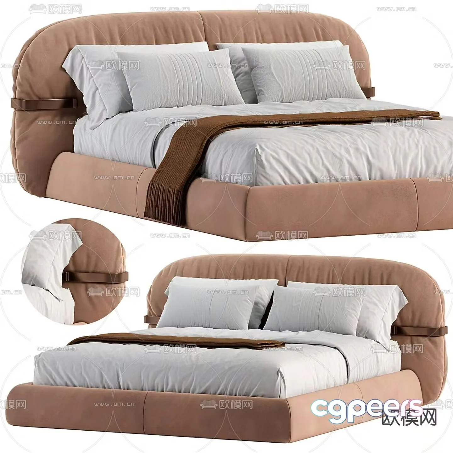 Modern double bed 3d model