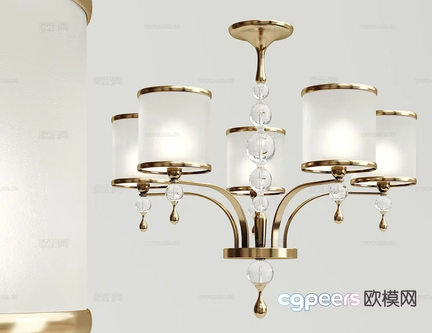 Simple European multi-head chandelier 3D model
