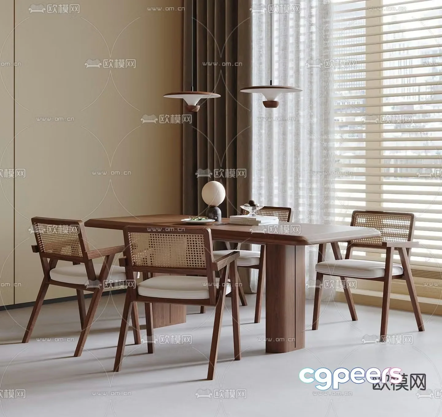 Medieval style dining table and chairs bar dining table 3D model