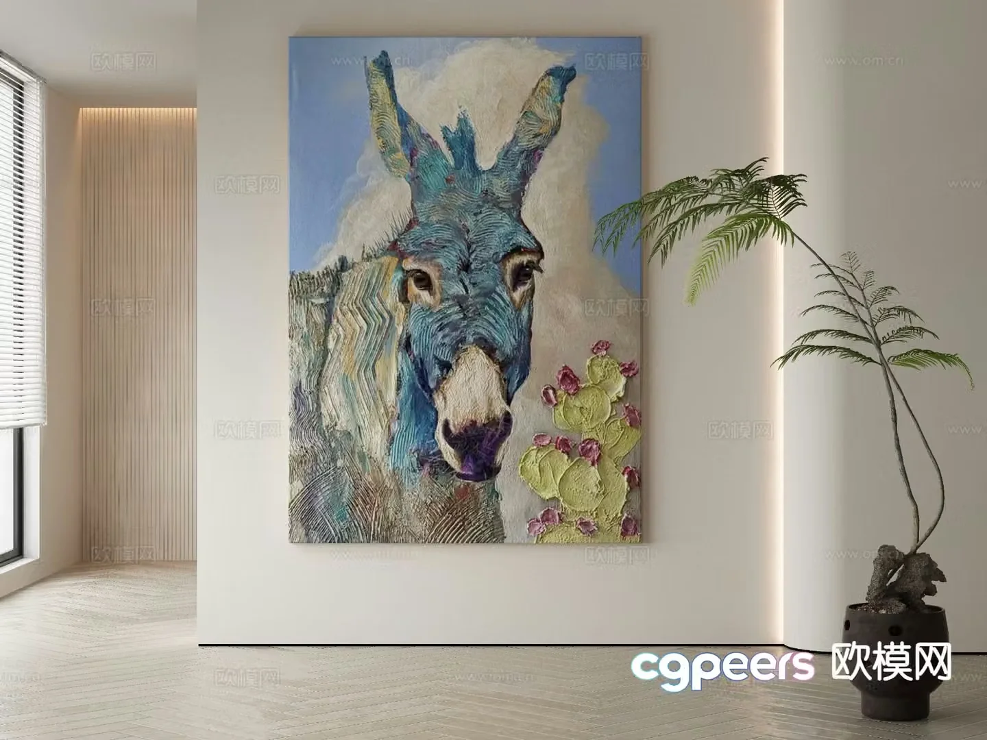 Modern oil painting animal painting decorative painting 3d model