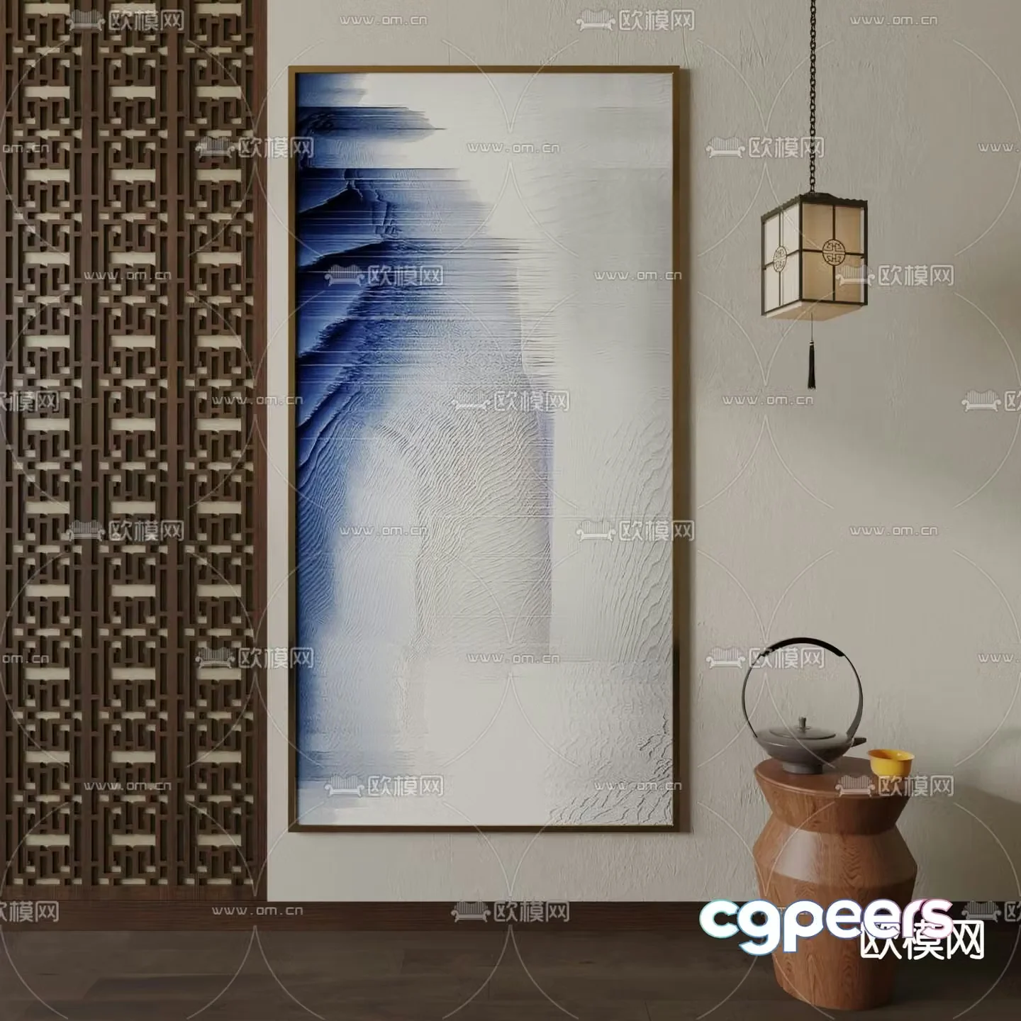 New Chinese style texture painting Abstract painting Decorative painting 3D model