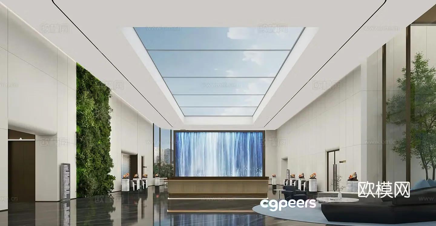 Modern business lobby 3d model