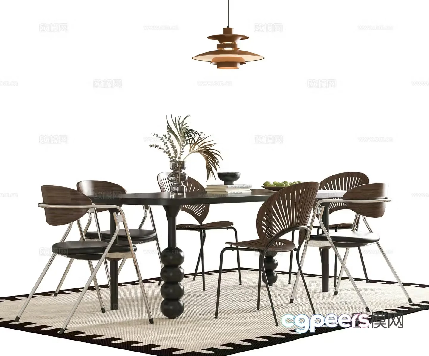 Modern dining table and chair 3d model