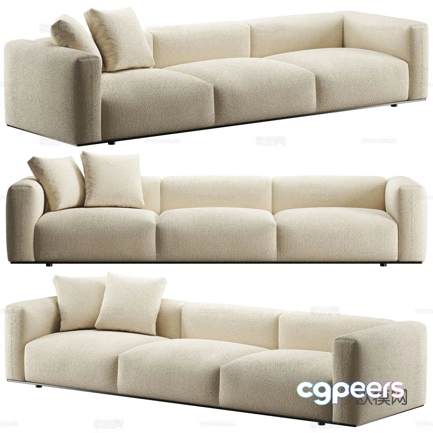 Three-person sofa 3d model