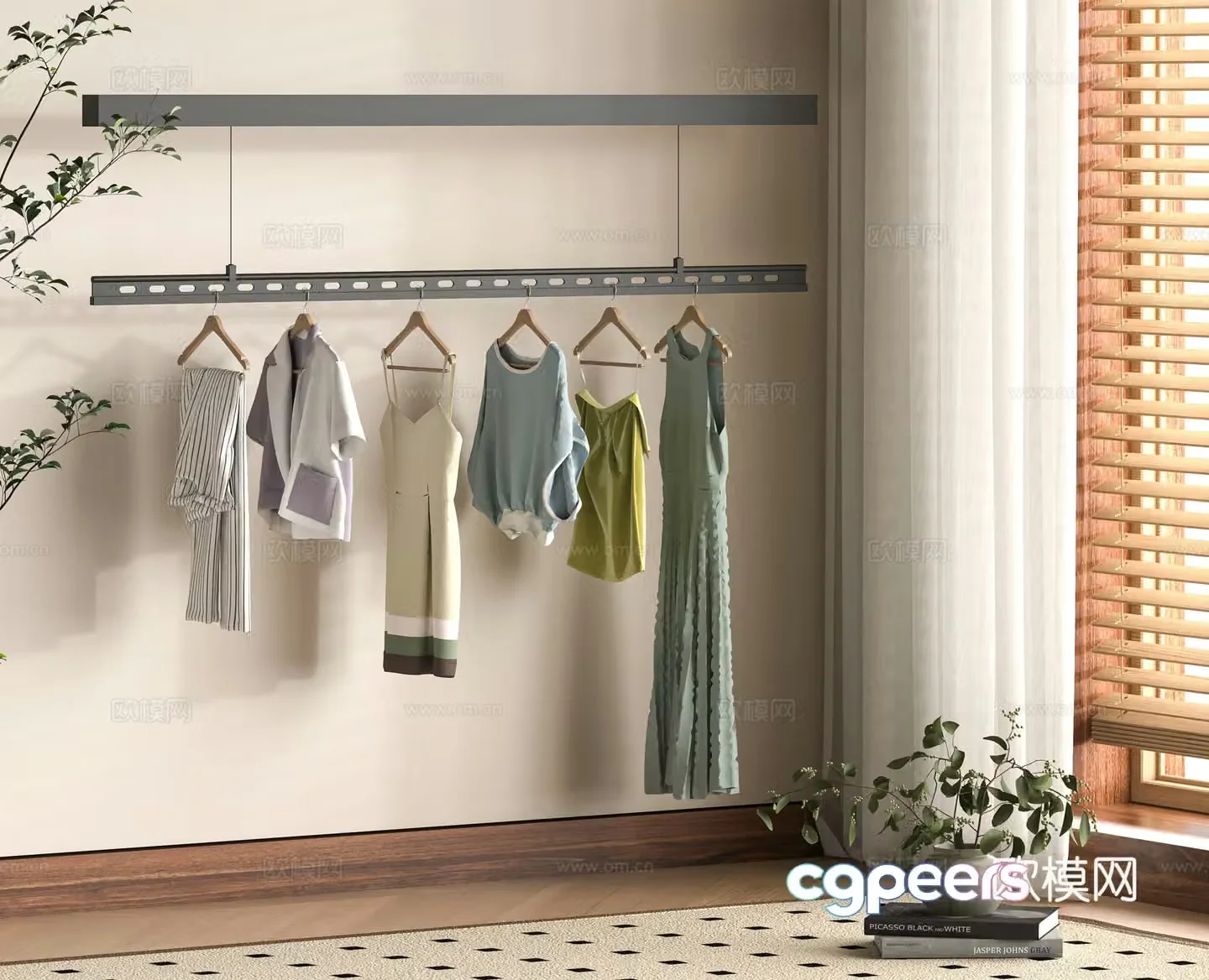 Modern clothes drying hanger 3d model
