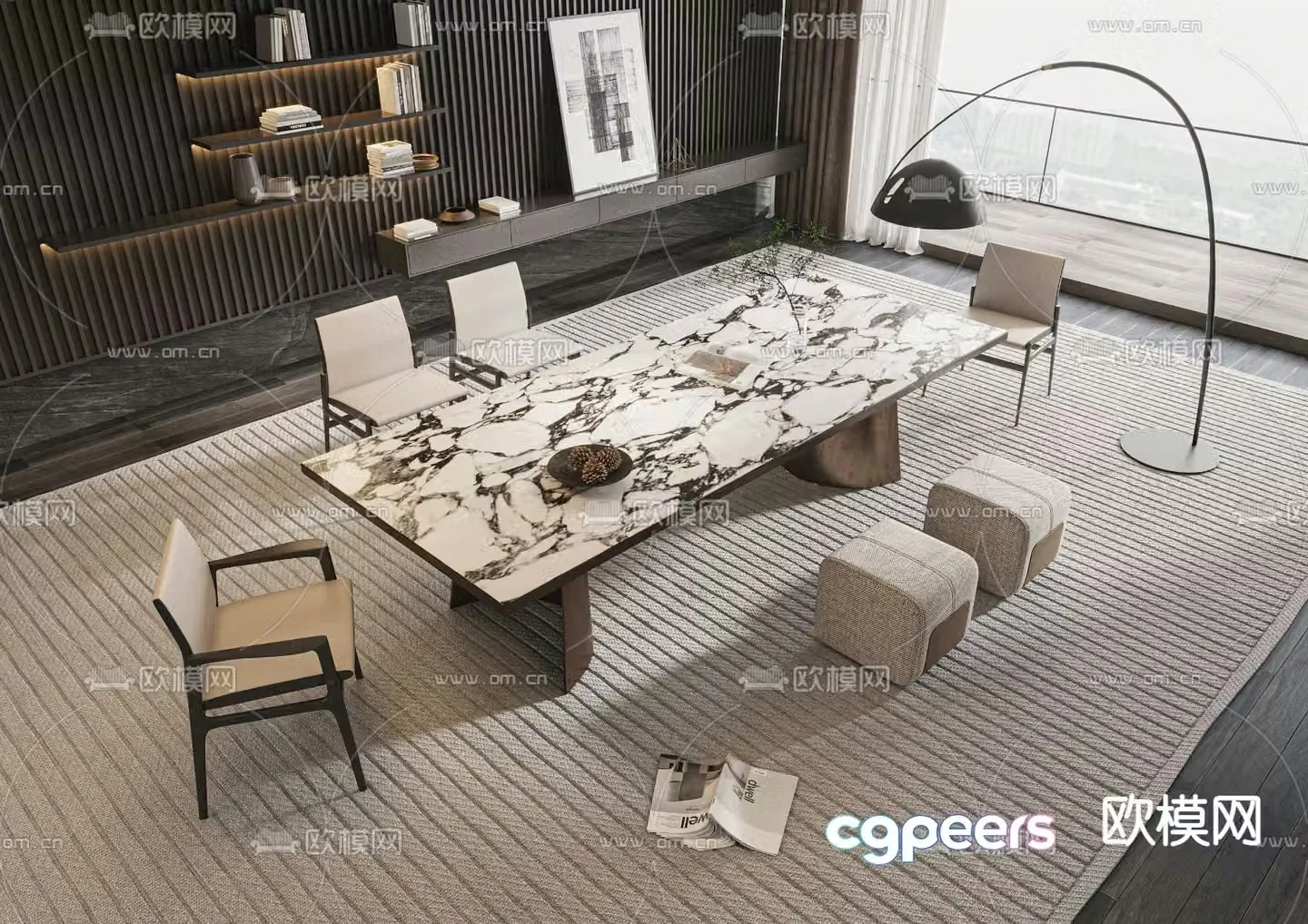 Poliform dining table and chairs 3d model
