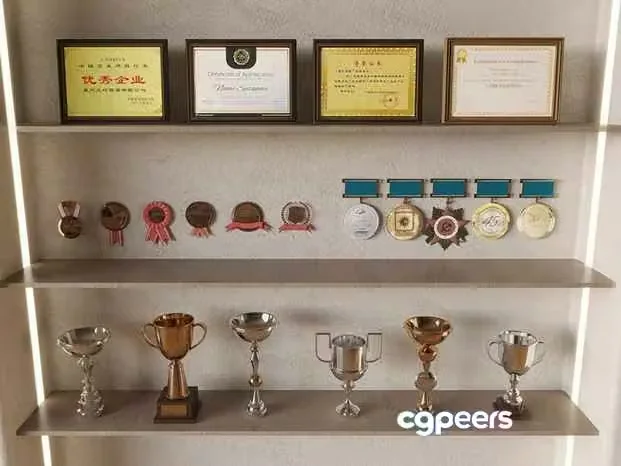 Shelves Of Trophies And Awards 3D Model – 1481 – VRAY Render