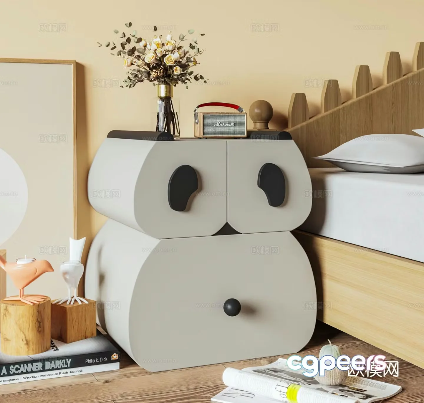 Modern bedside table 3d model