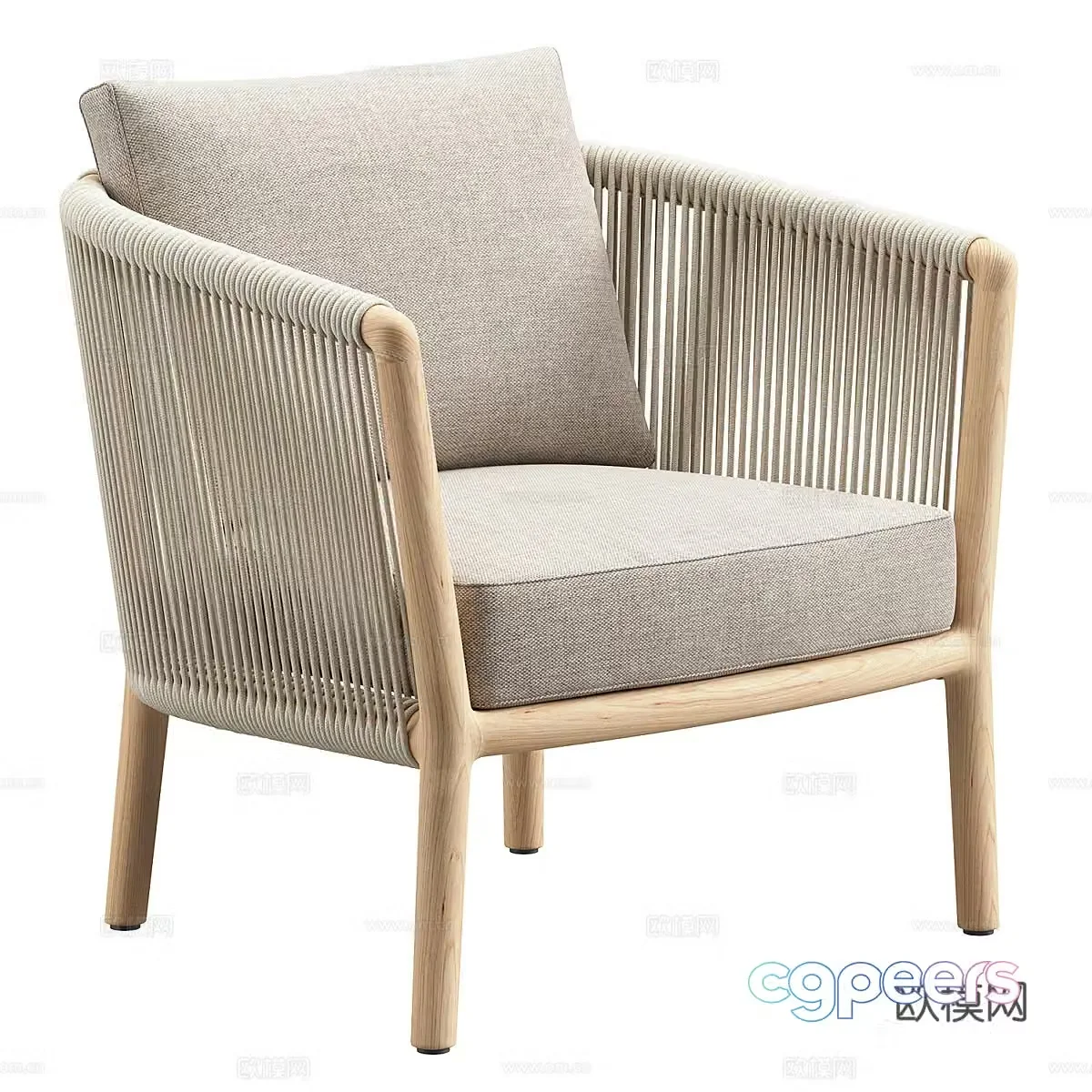 New Chinese style rattan leisure chair 3D model