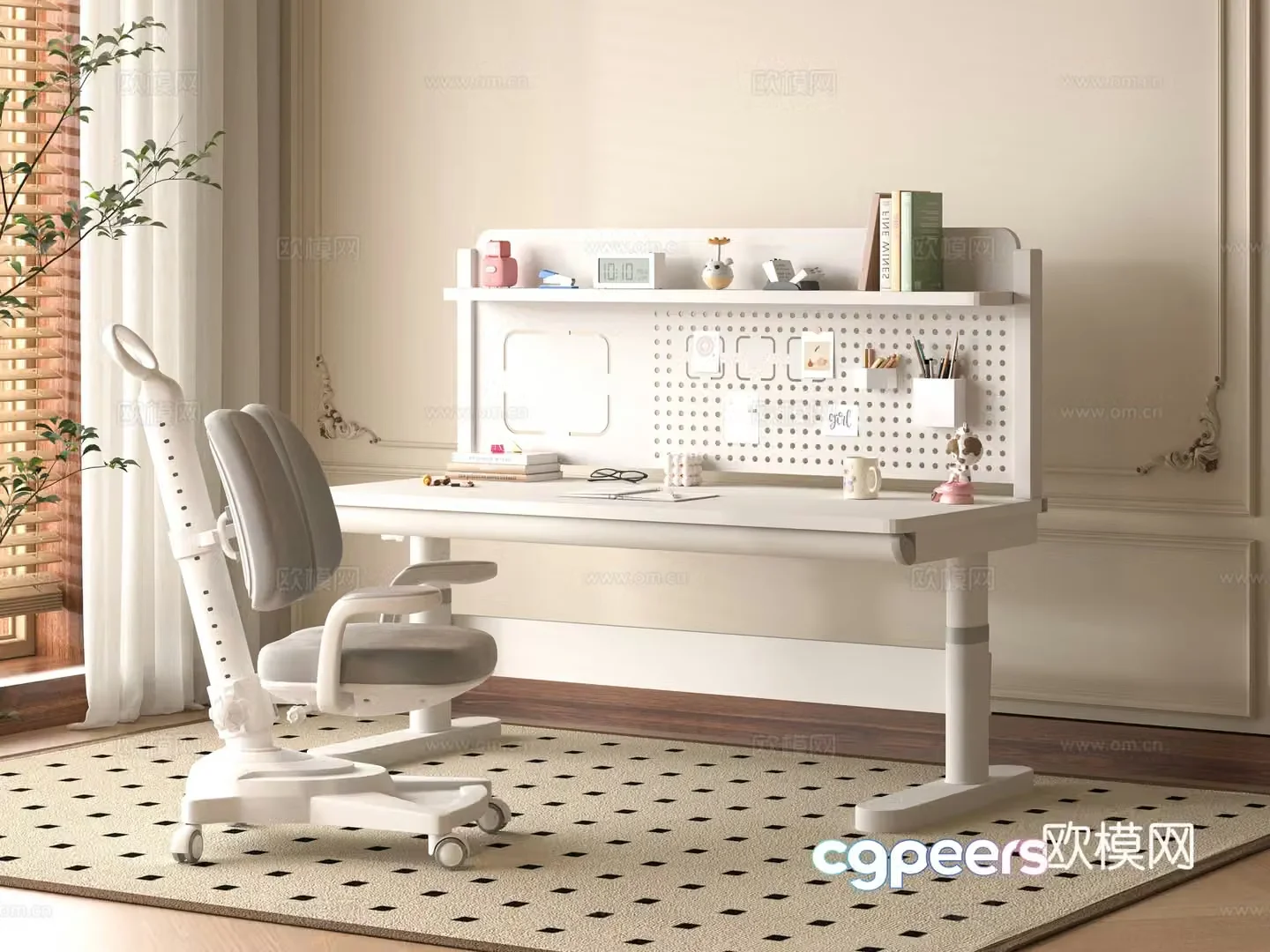 Modern children’s desk and chair 3d model