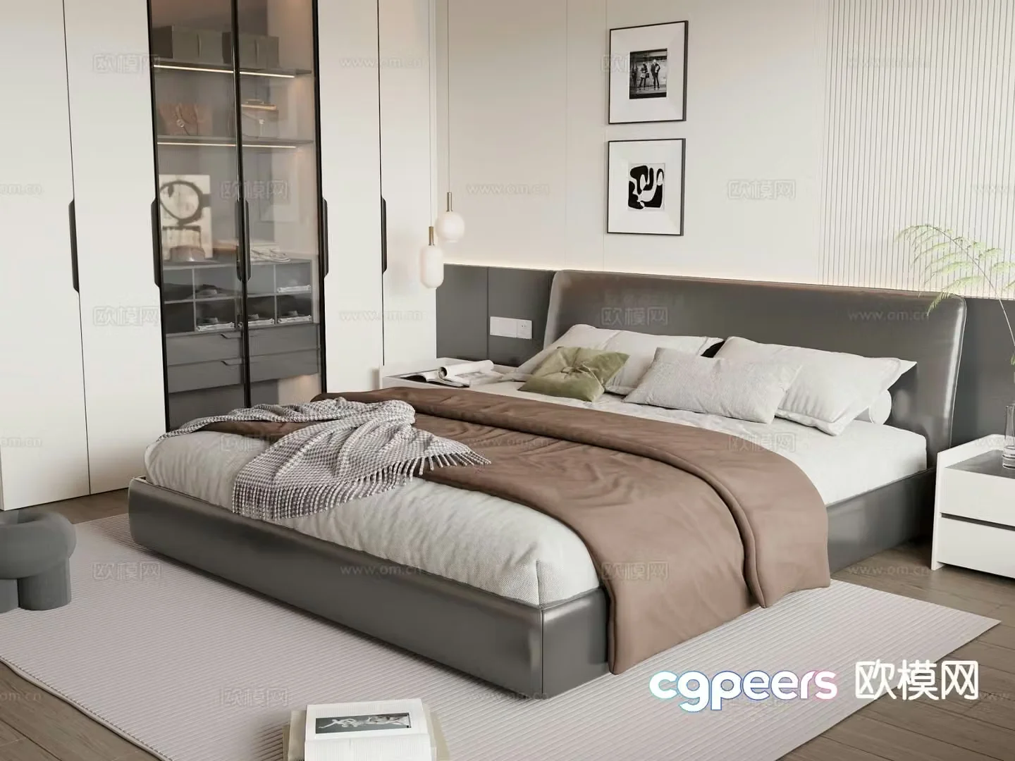Italian double bed 3d model