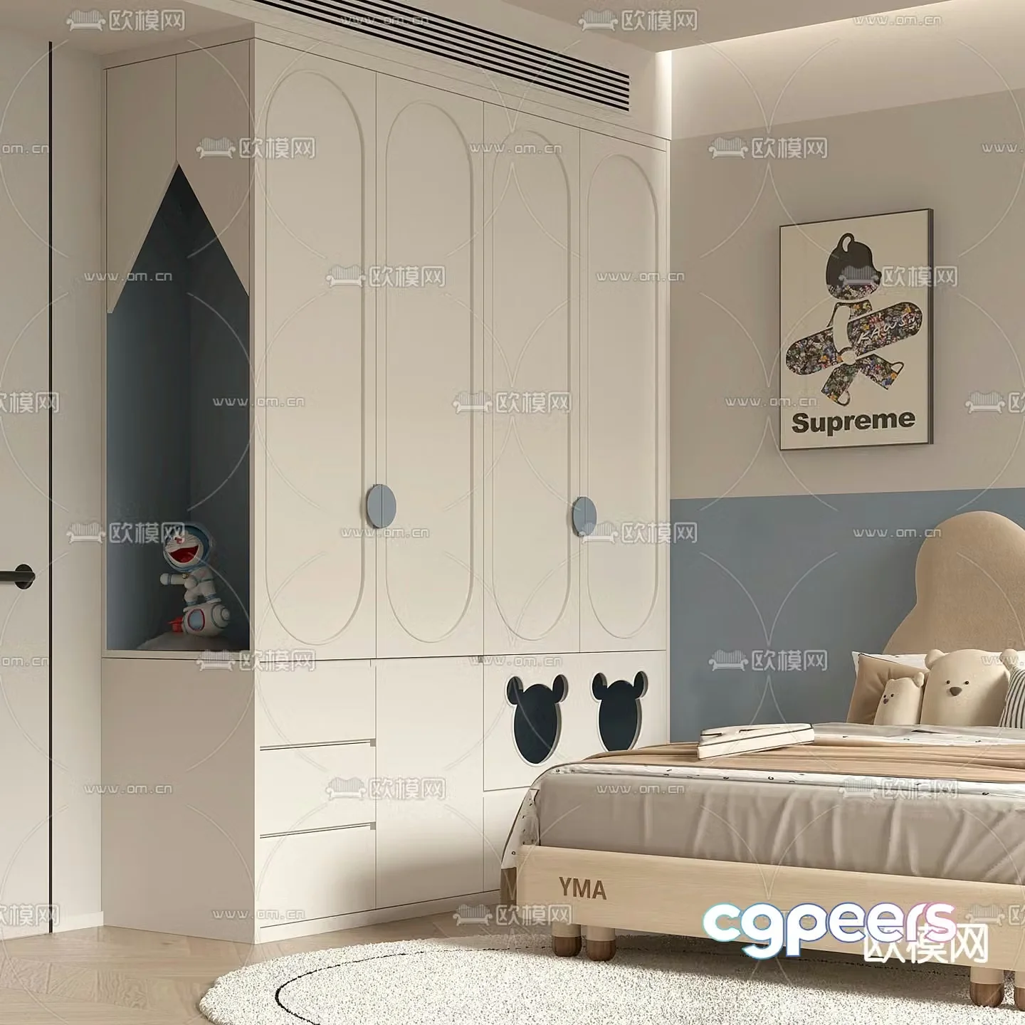 Children’s wardrobe cartoon wardrobe 3d model