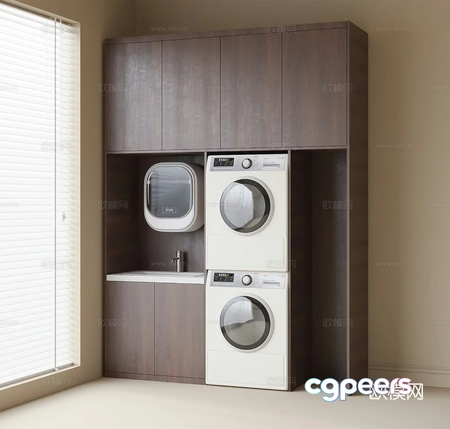 Modern washing machine cabinet washing machine balcony cabinet 3d model
