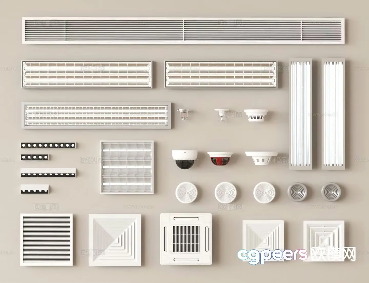 Grille lamp lamp air conditioning outlet 3d model