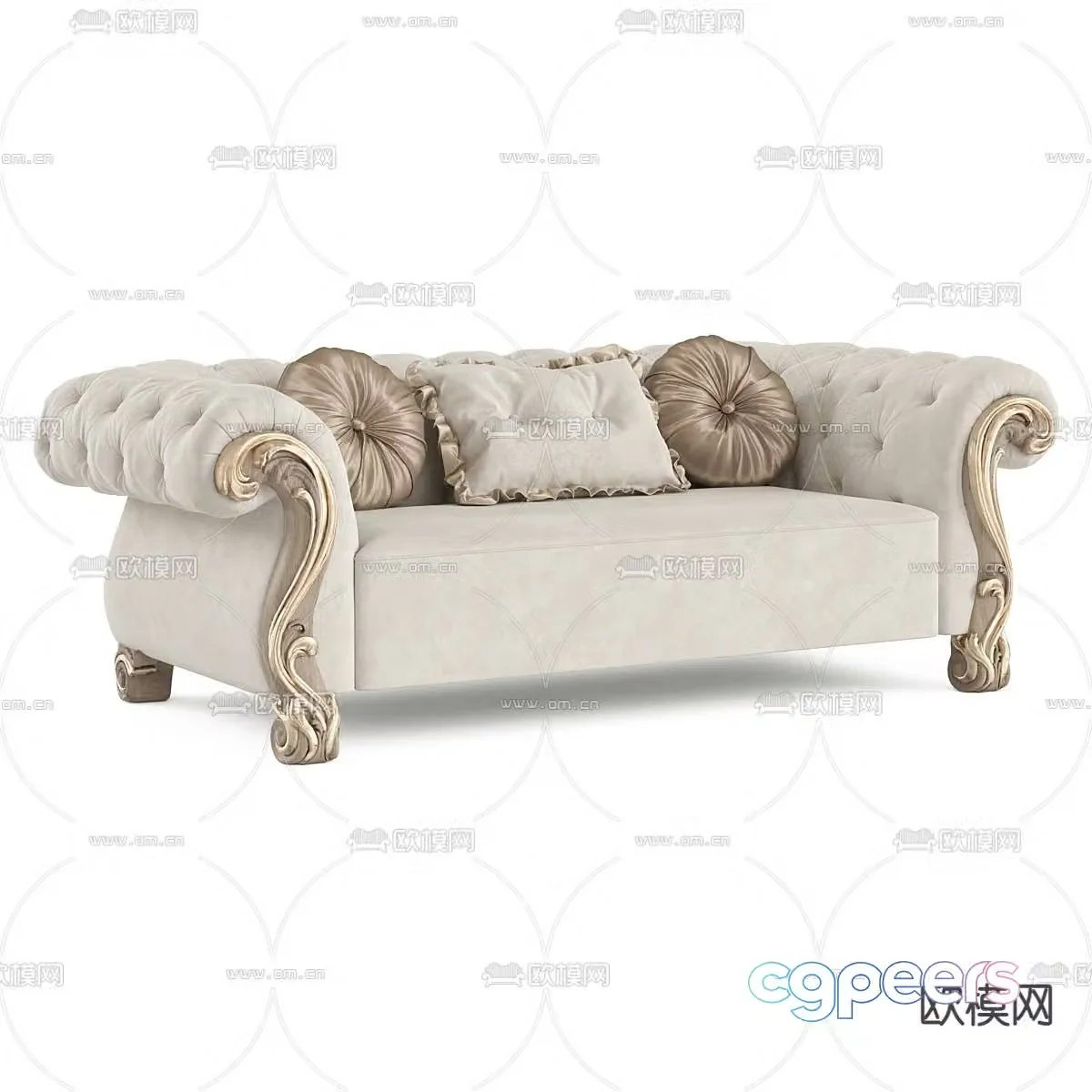 European style double sofa 3d model