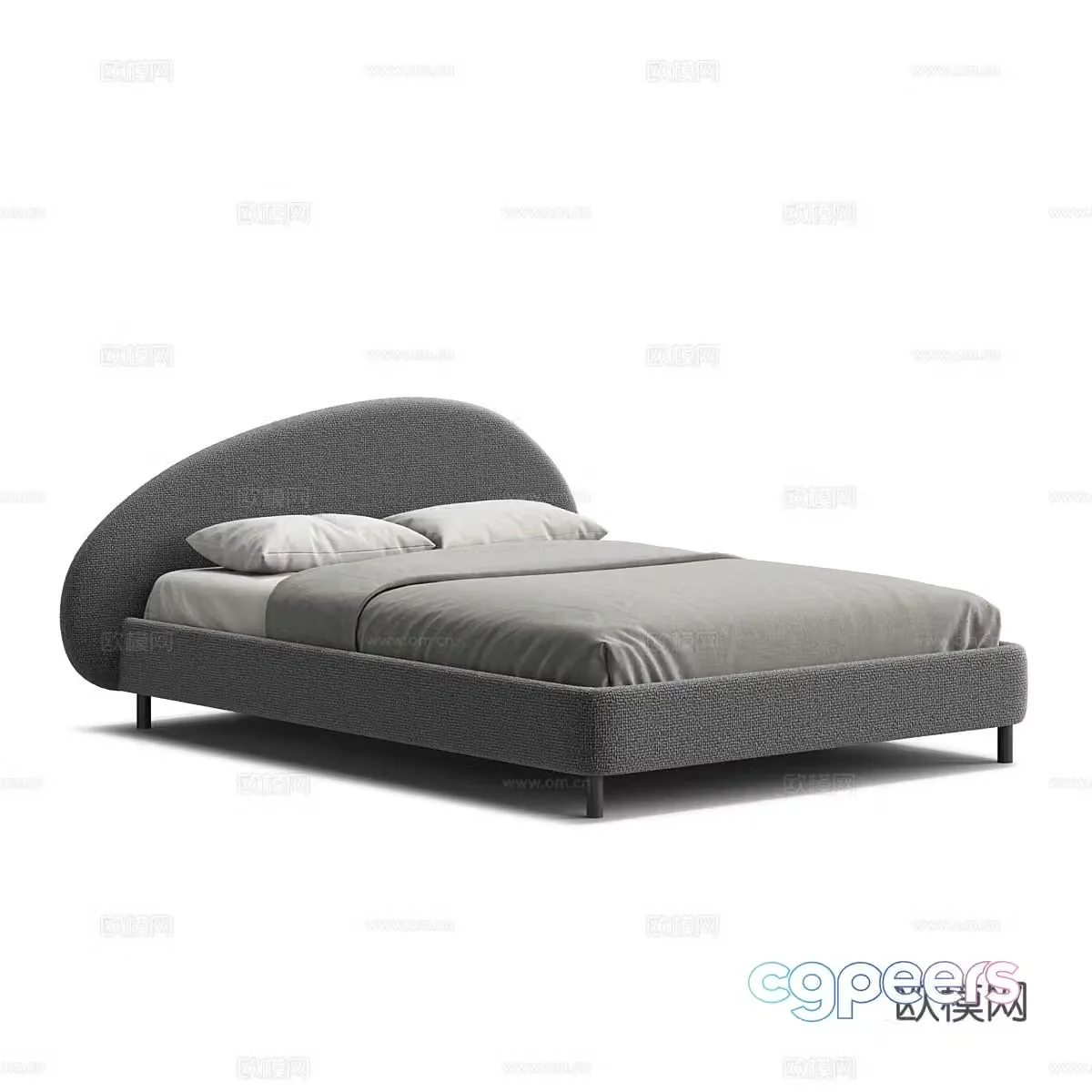 Modern simple double bed Double bed Simple bed Bedroom bed Pillow 3D model