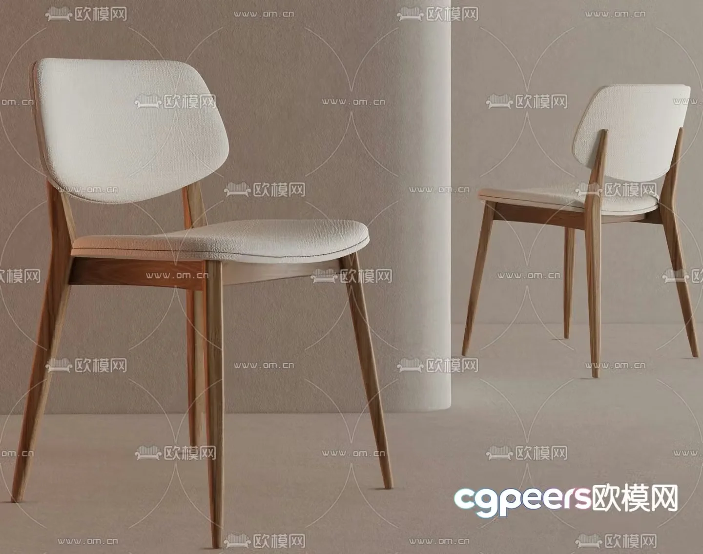 Nordic dining chair chair 3d model