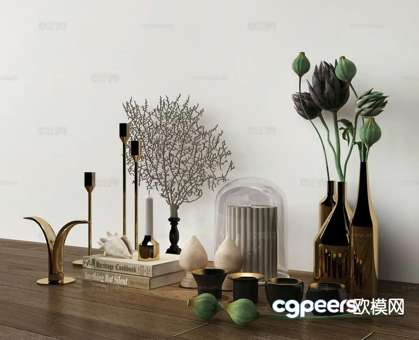 Modern metal vase decoration ornaments 3d model