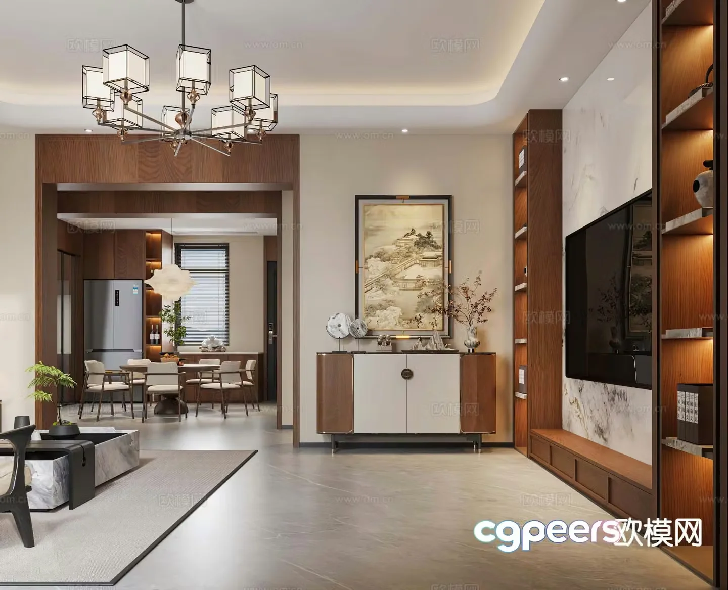 New Chinese style entrance aisle 3D model