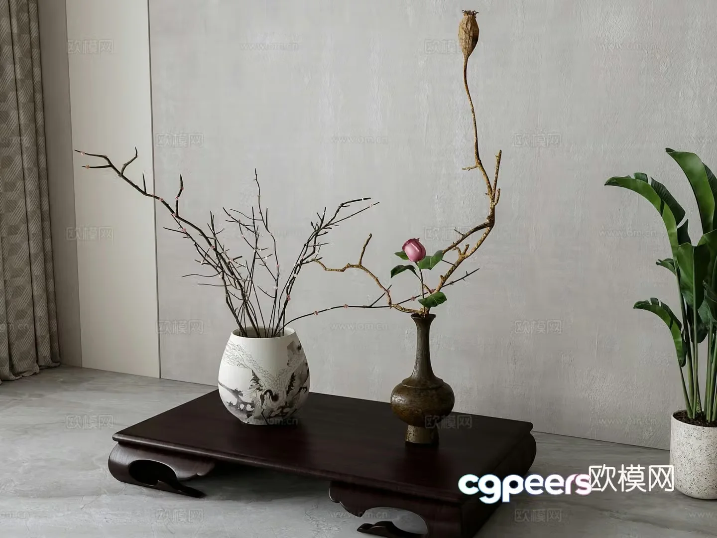 New Chinese vase floral ornament 3D model