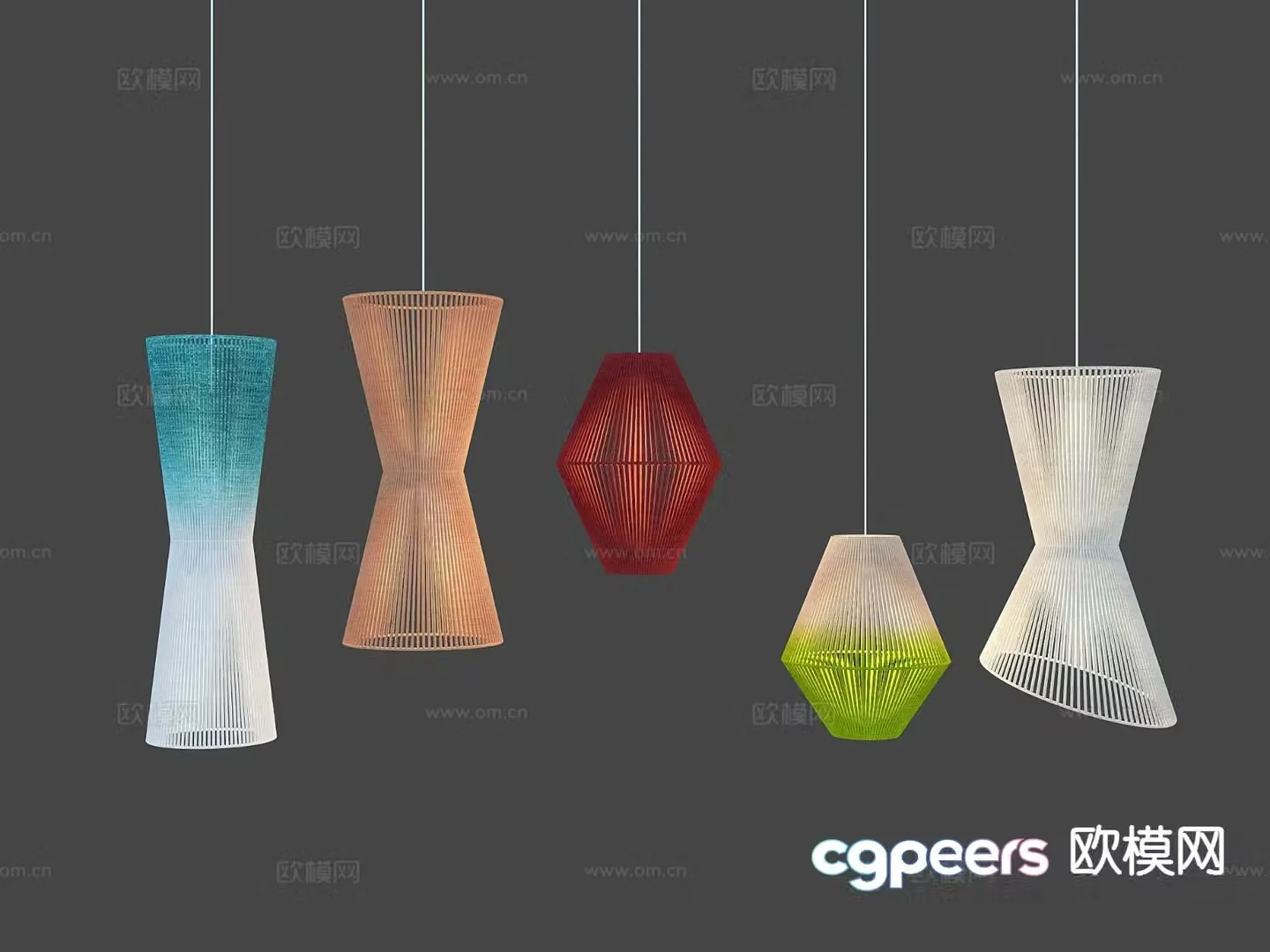 Modern chandelier gradient chandelier hemp rope chandelier 3d model