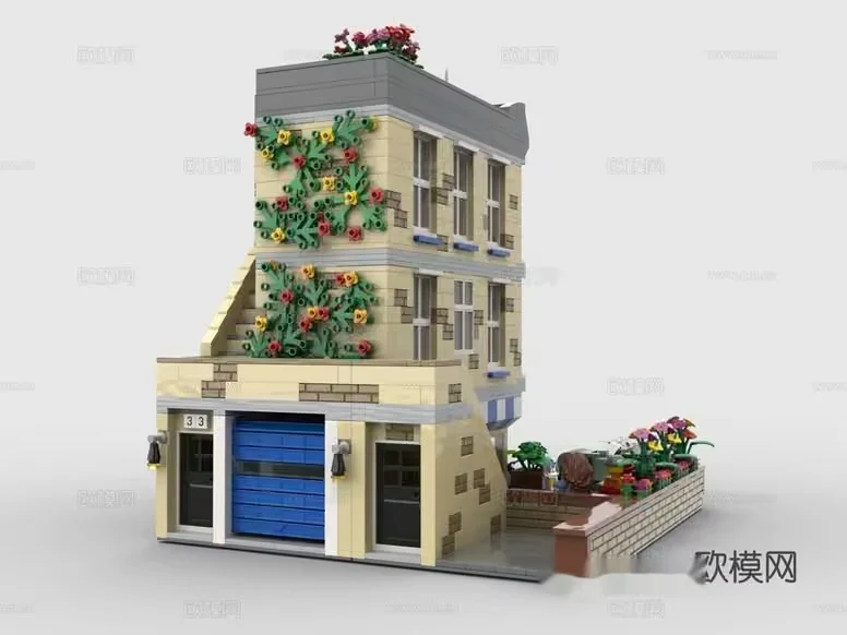 A Building Made Of Lego Blocks 3D Model – 8970 – VRAY Render