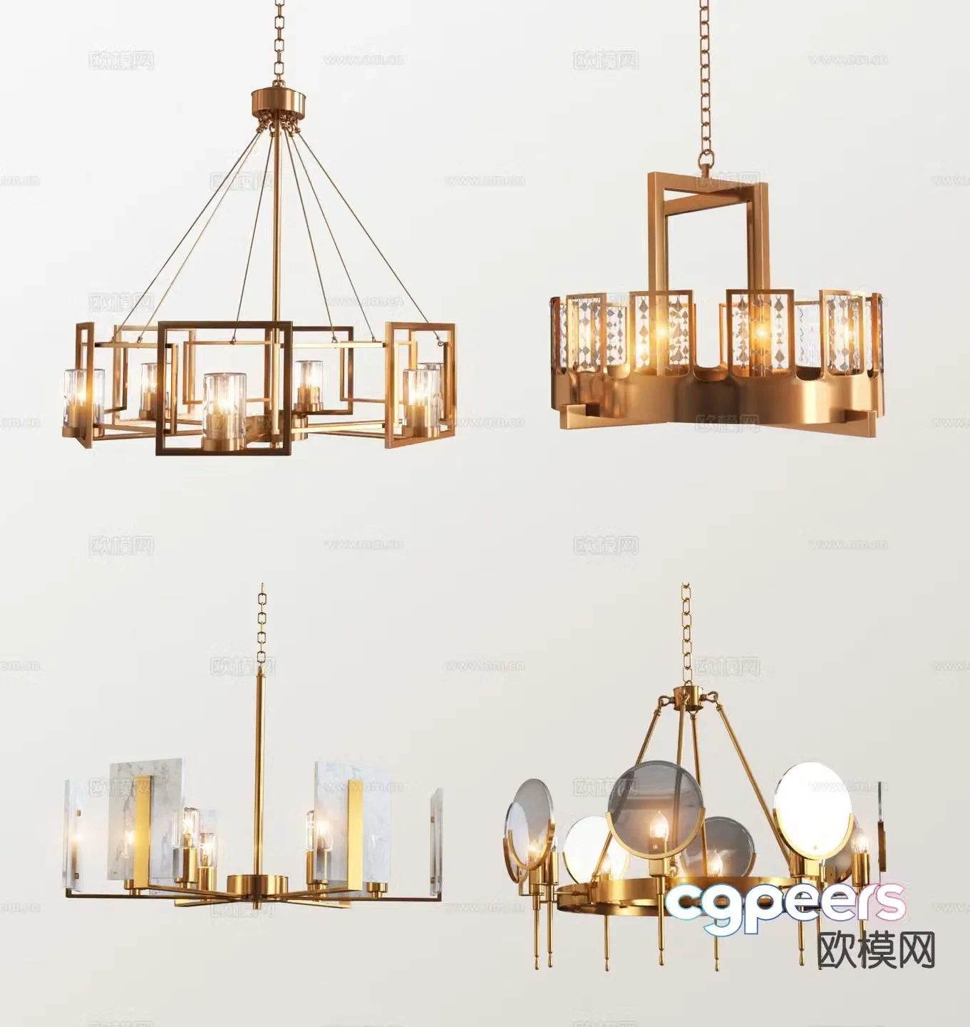 Modern metal chandelier ring chandelier 3d model
