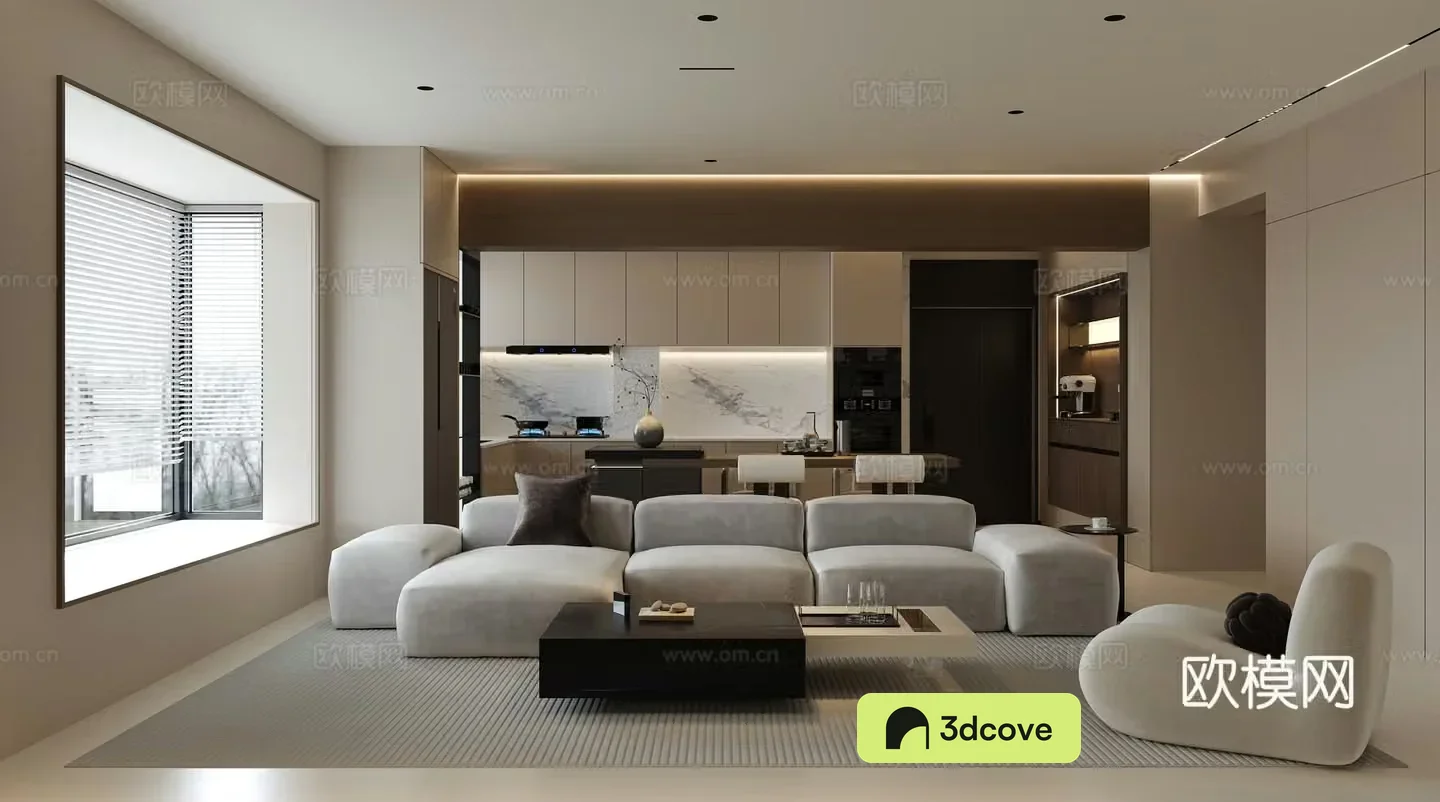 Modern retro living and dining room