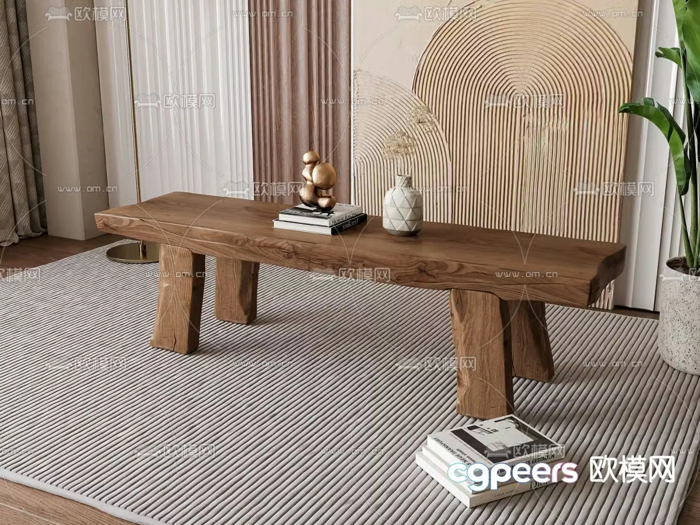 wabi-sabi stool bench bench 3d model