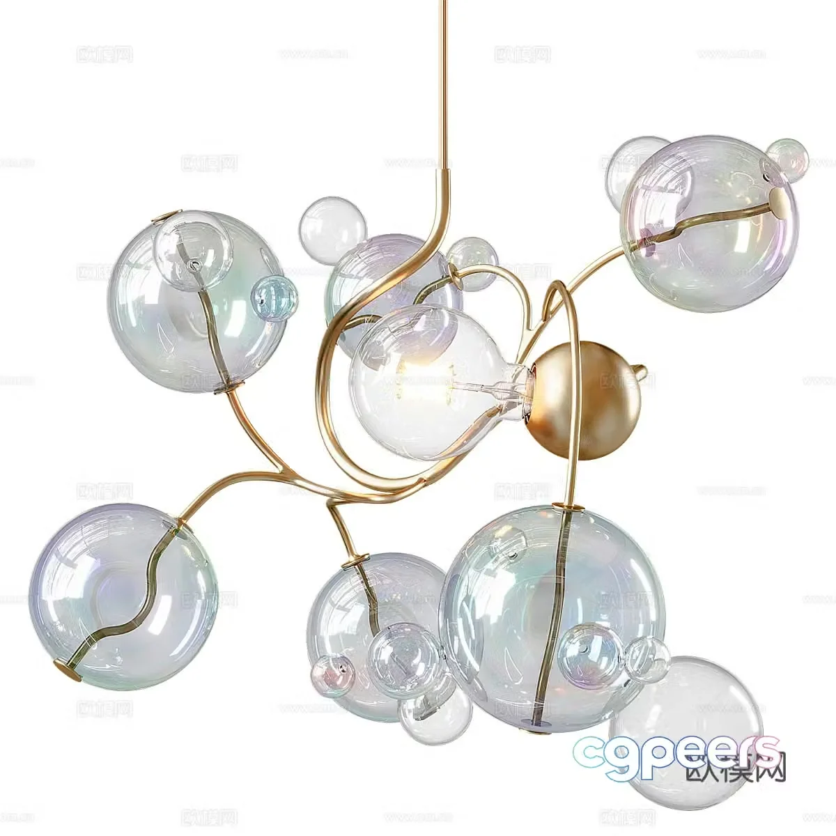 Modern light luxury spherical glass decorative chandelier 3d model