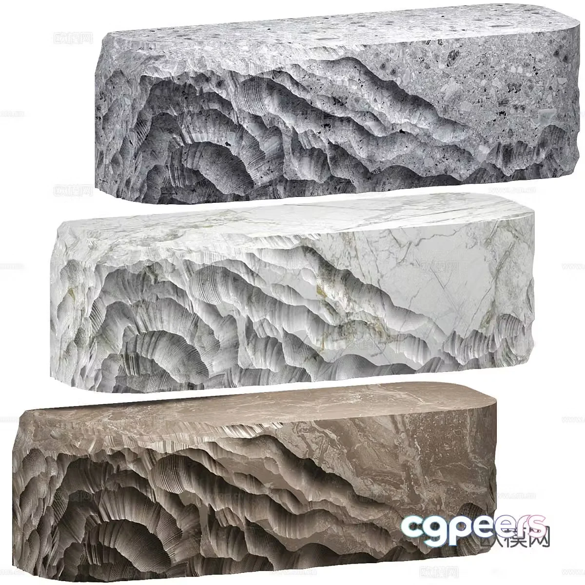 Modern Italian minimalist stone table bar 3D model