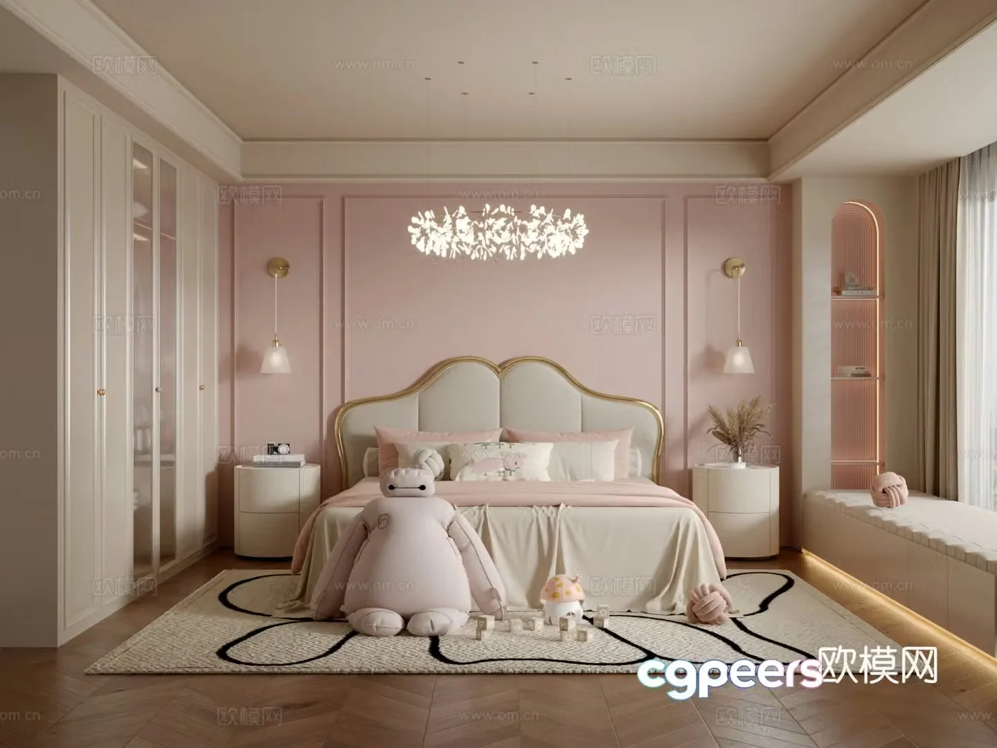 French children’s room girl’s room 3d model