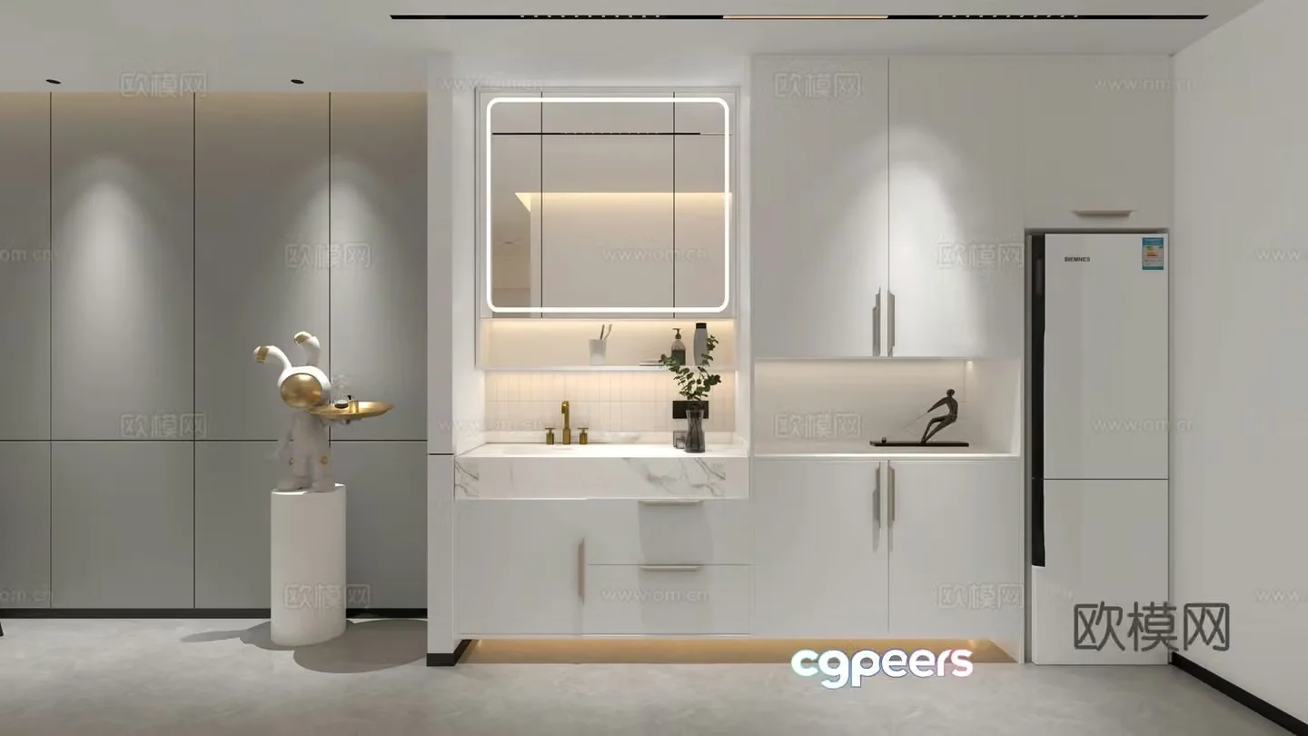Modern entrance cabinet bathroom entrance entrance sculpture decoration 3D model