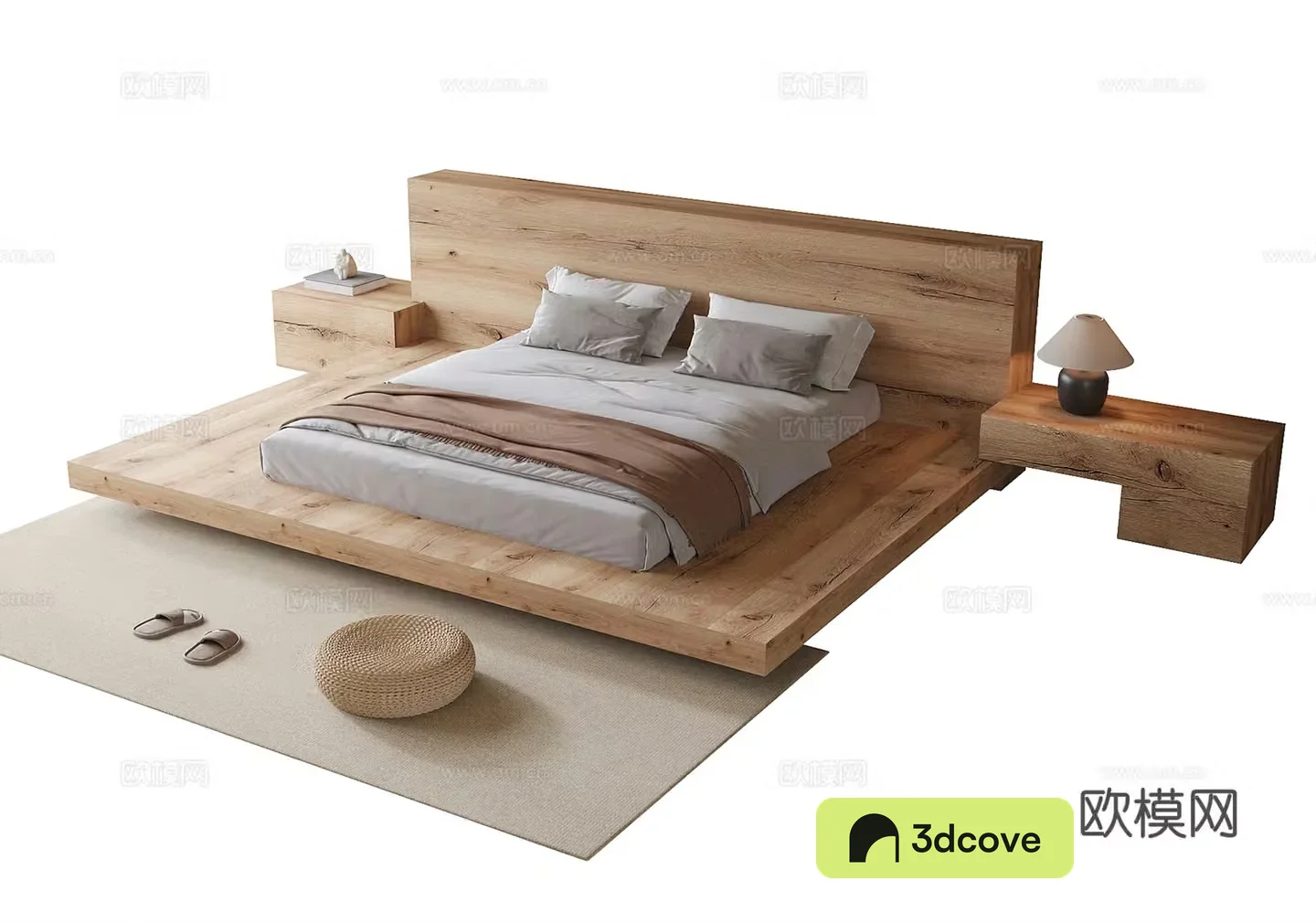 Modern B&B solid wood platform bed
