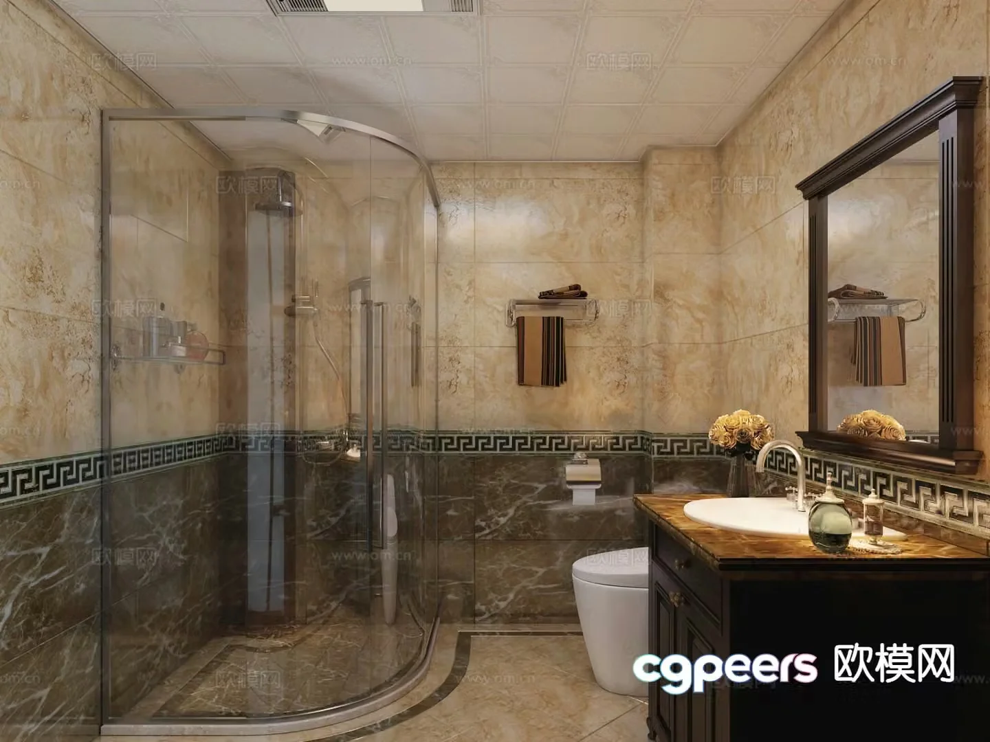 European style bathroom bathroom toilet 3d model