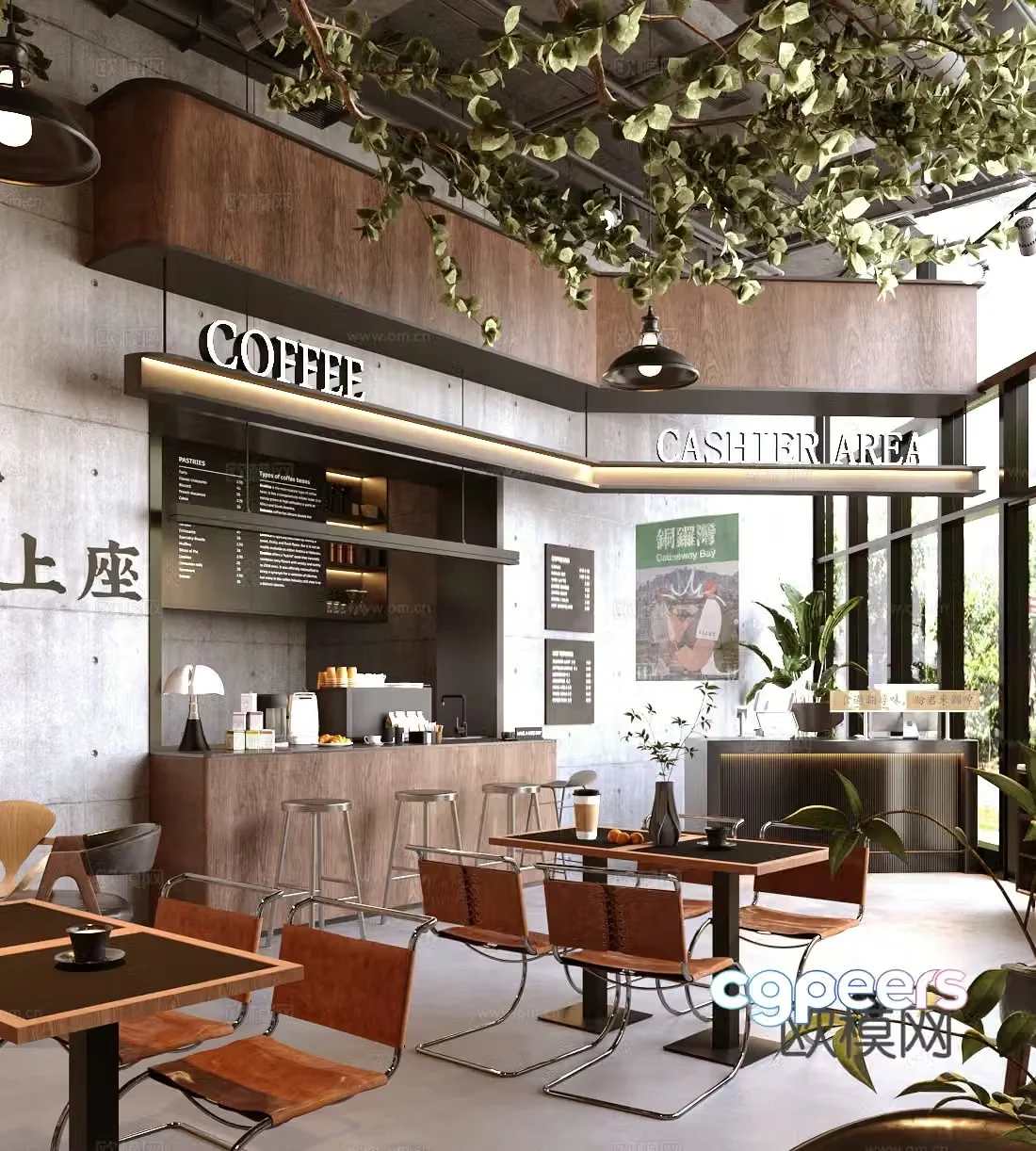 Industrial style cafe Western restaurant 3D model