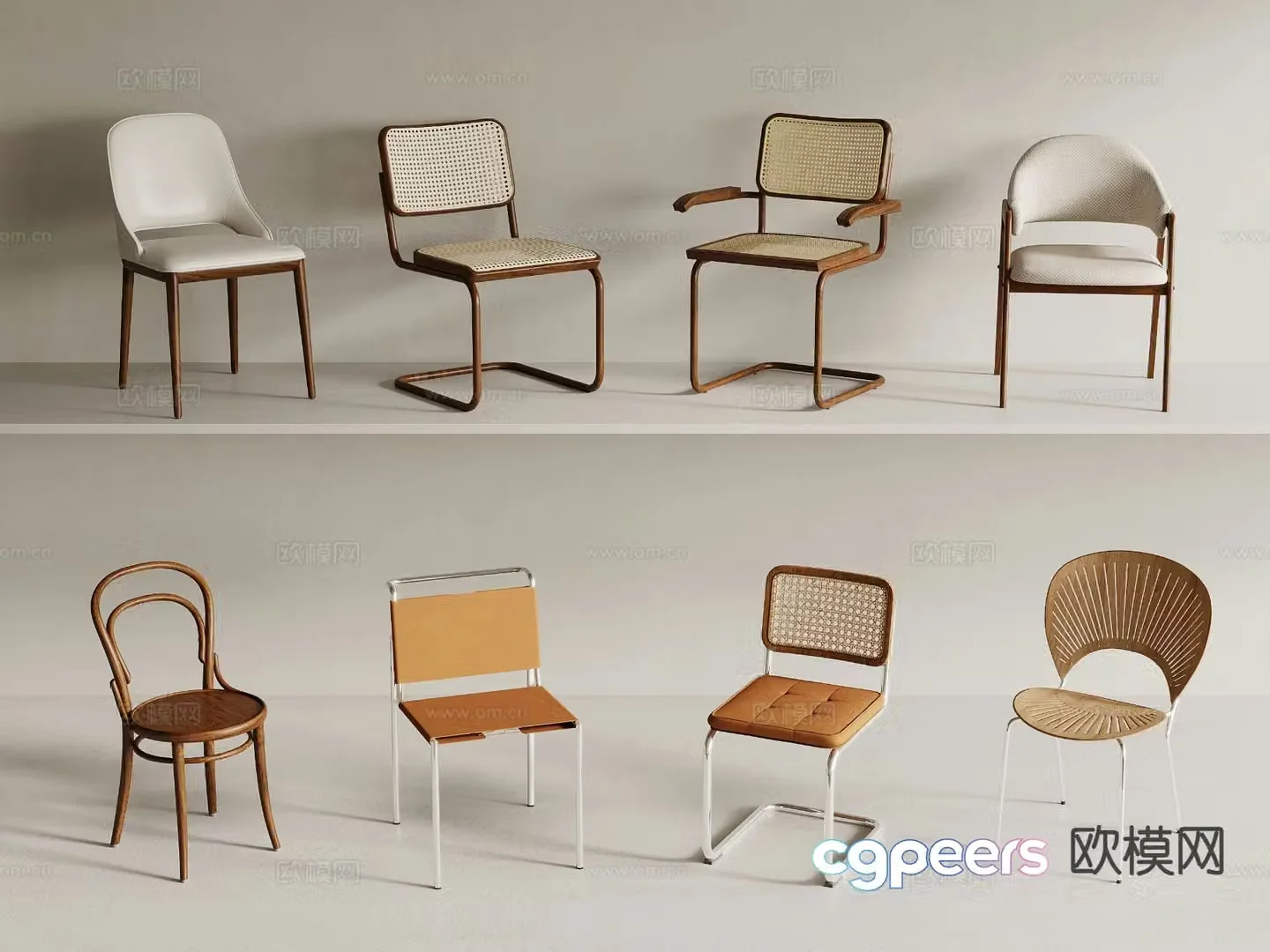 Nordic chair dining chair 3d model