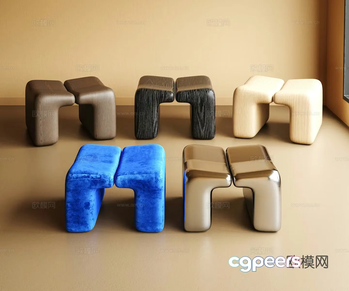 Modern sofa stool 3d model