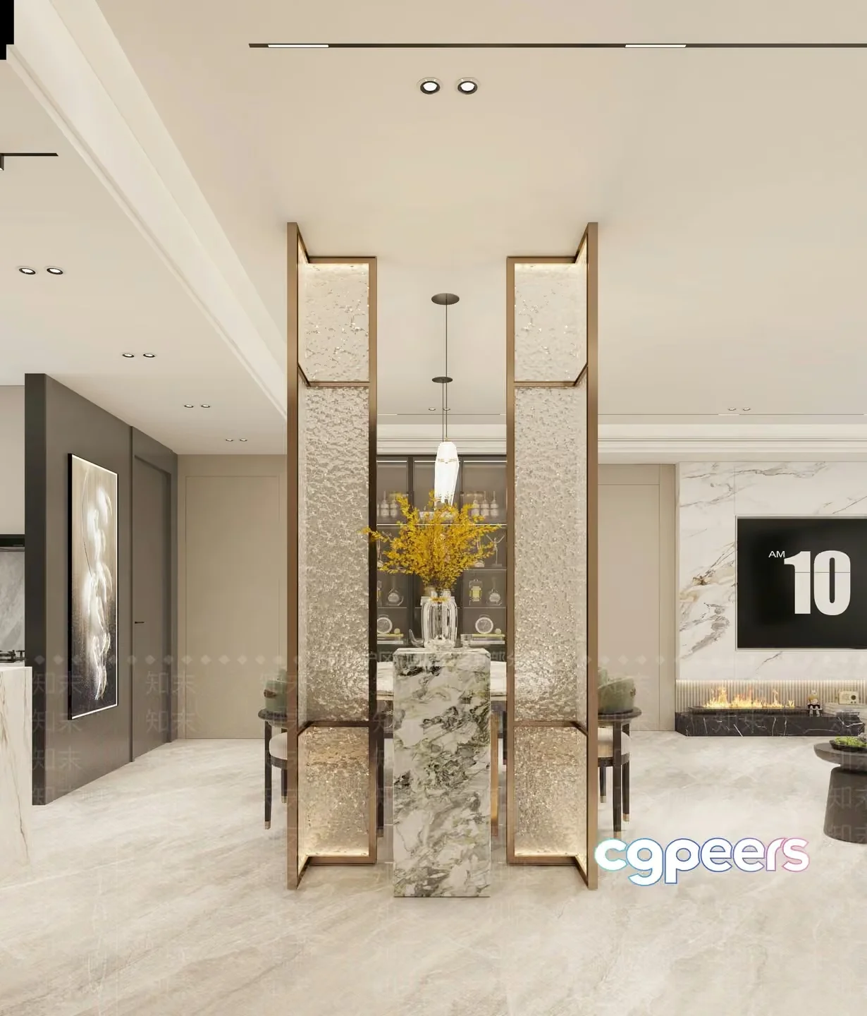Modern Living Room 3D Model – 7030 – VRAY Render
