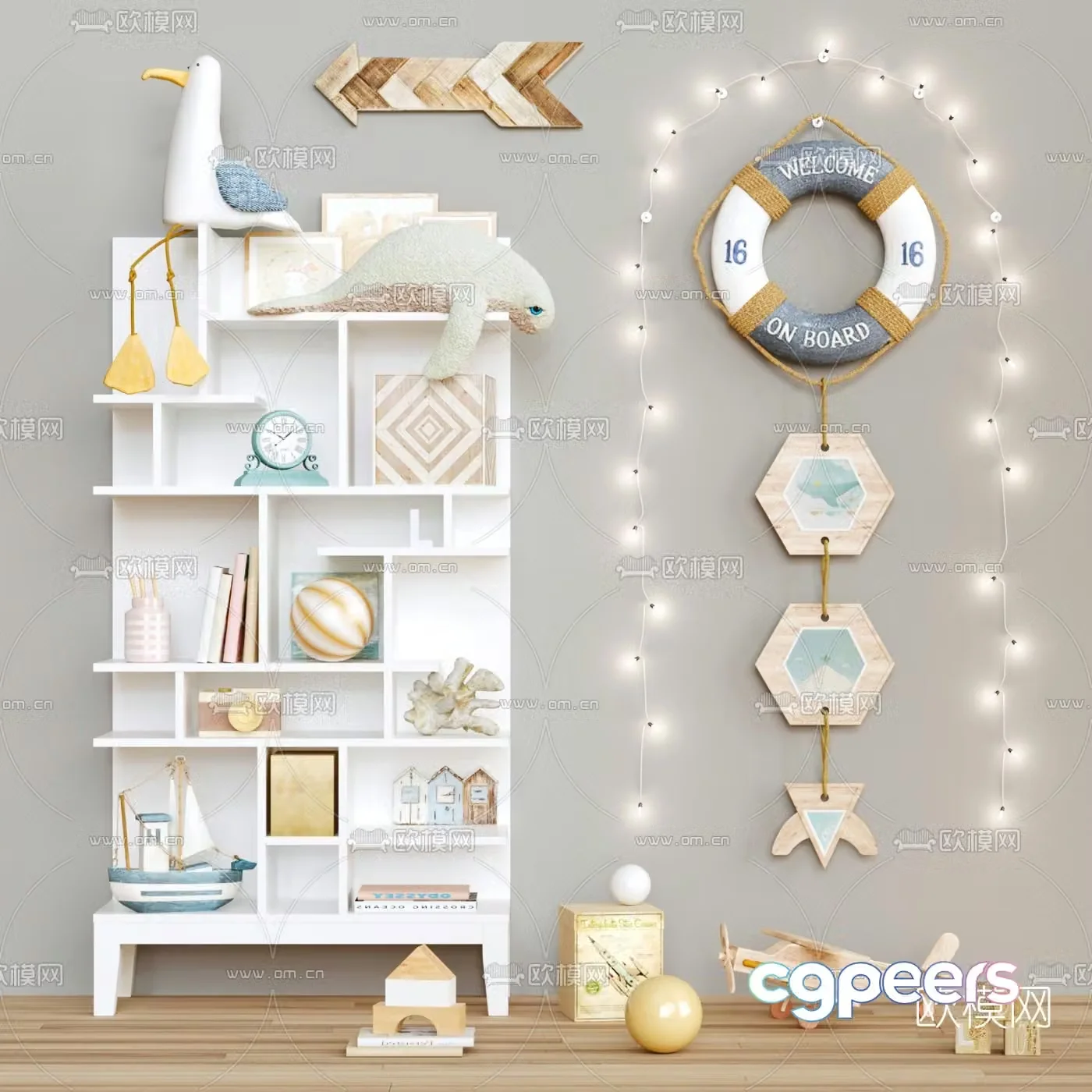 Modern children’s room shelf toy lighting 3d model