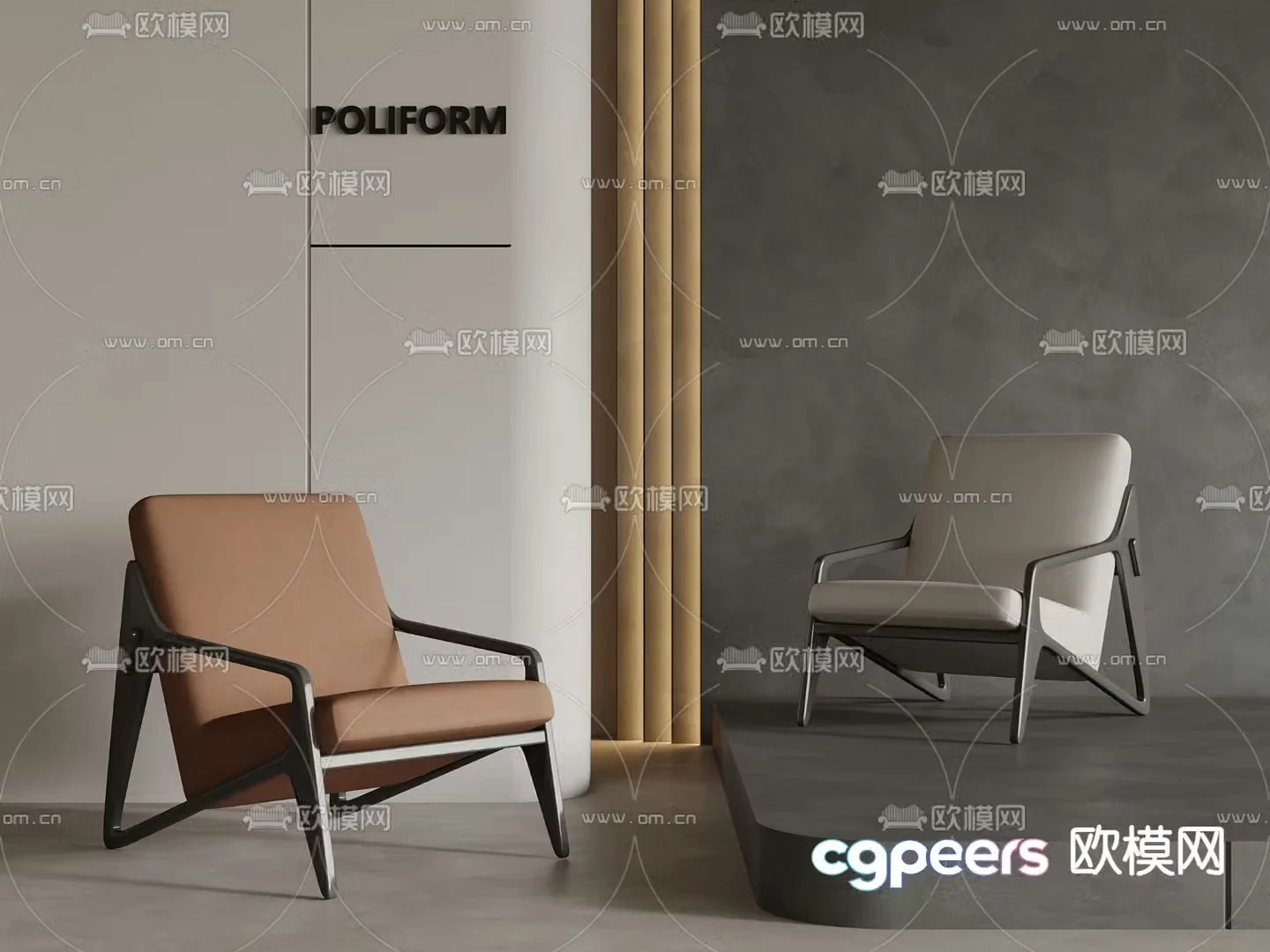 Leather chair lounge chair 3d model