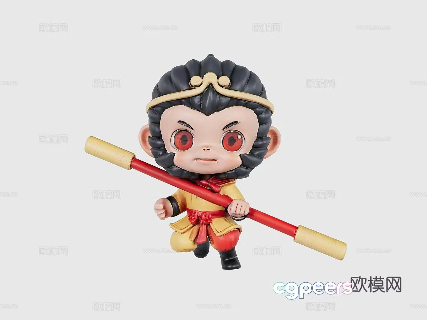 Q version of Wukong figure 3D model