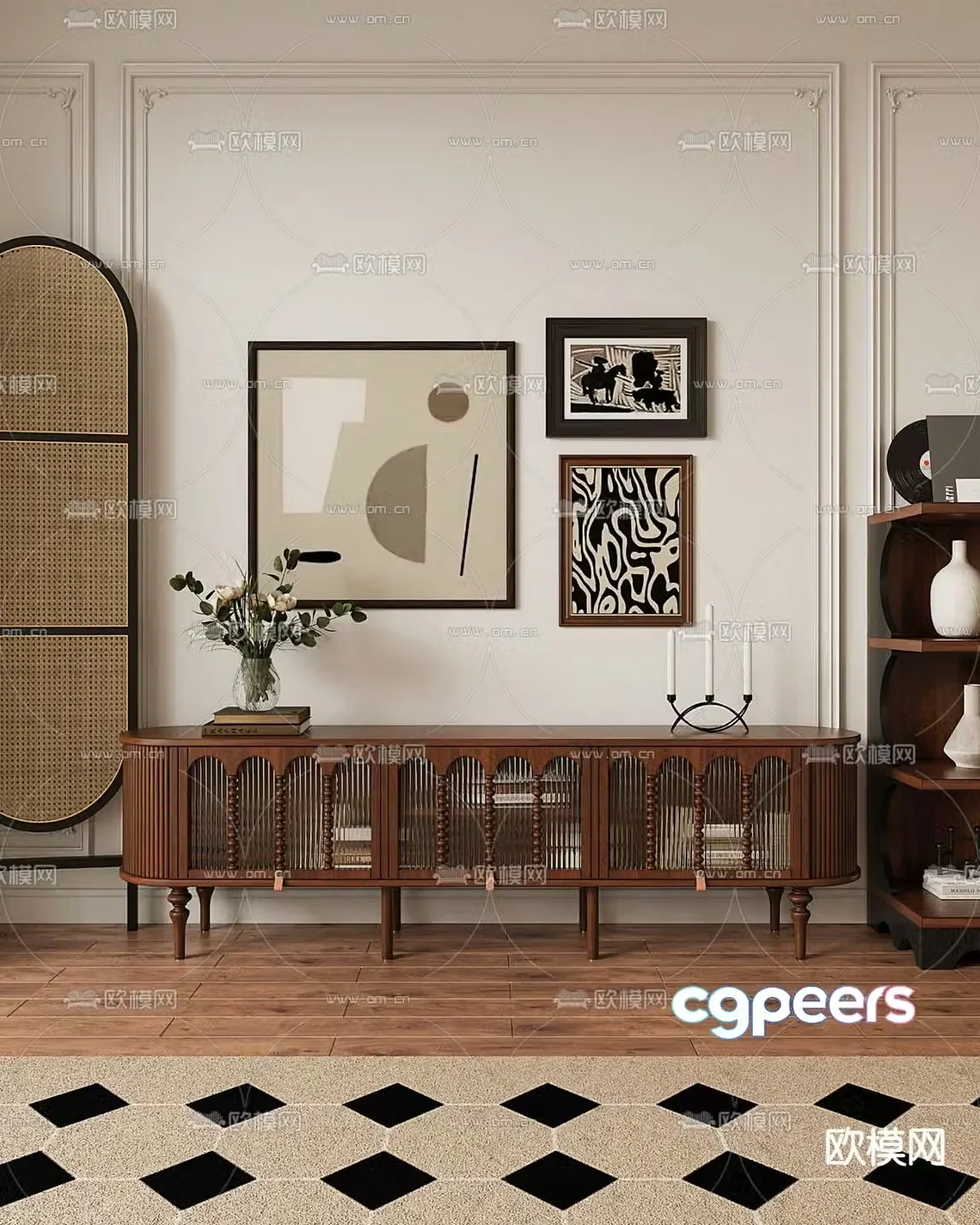 French TV cabinet 3d model