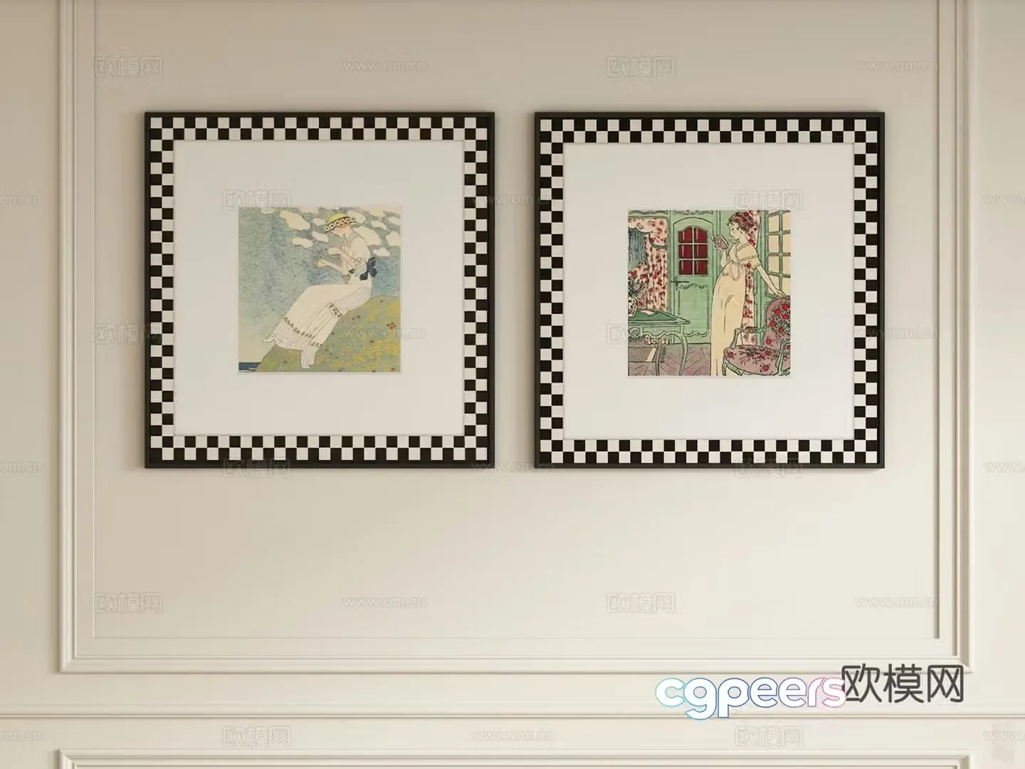 French decorative painting Art hanging painting 3d model