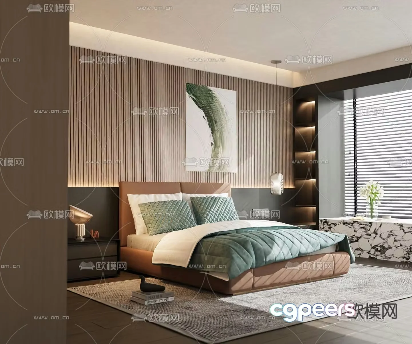 Italian double bed 3d model