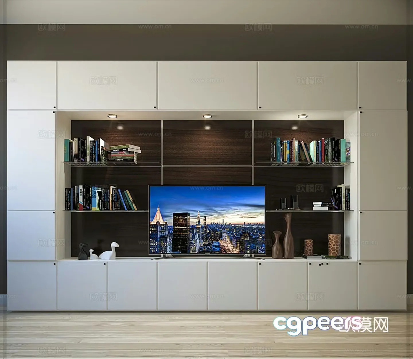Modern TV cabinet Storage cabinet Book ornaments Finished TV 3D model