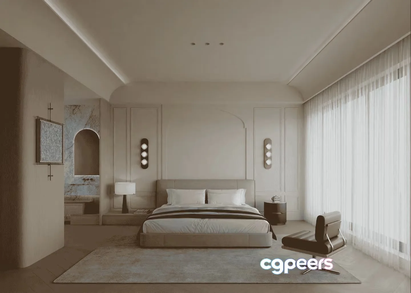 Modern Minimalist Bedroom 3D Model – 17464 – VRAY Render