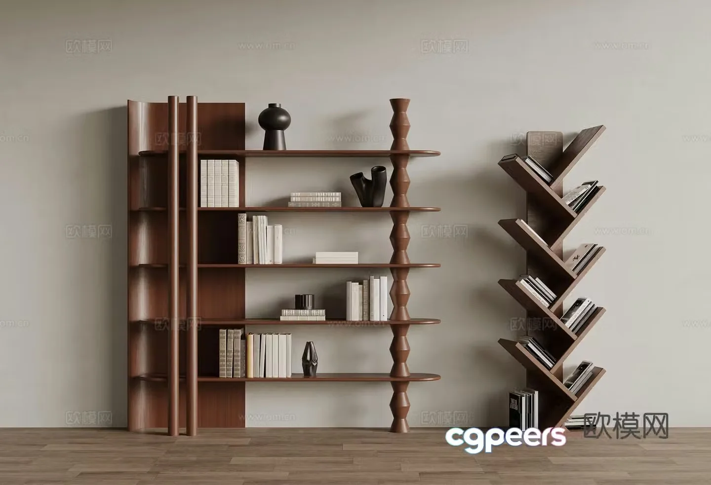 Middle-aged bookshelf shelf 3D model